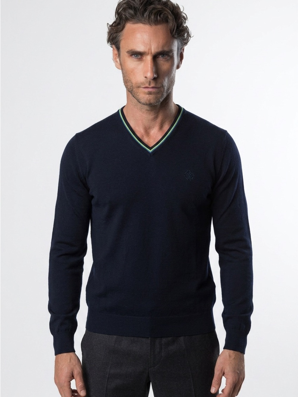 🔹‎ Roberto Cavalli Italy V-Neck Sweater 🐍 Luxe Black Knit 🔹